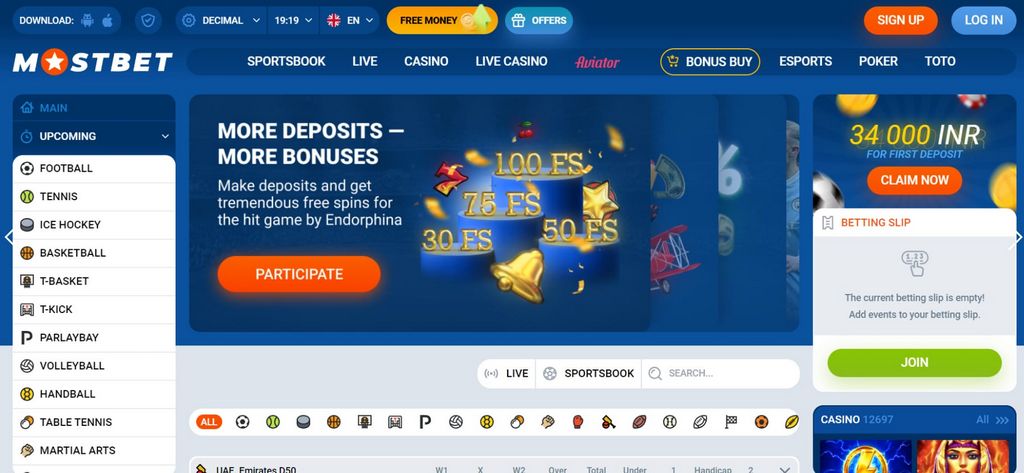 Mostbet - Betting market variety