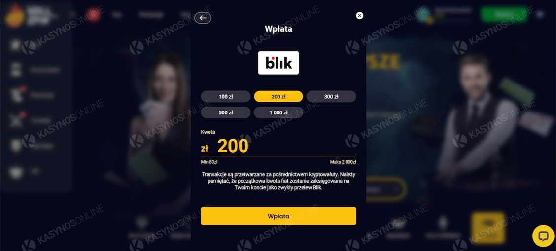 BLIK kasyna z minimalna wpłatą